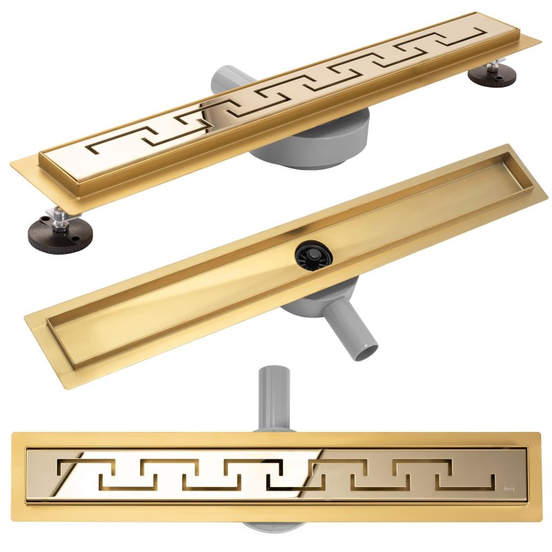 Linear drainage REA Greek Pro Mirror Gold 70