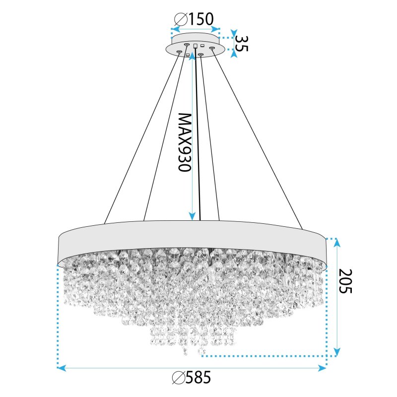 CEILING LAMP CHANDELIER TOOLIGHT APP1786-16CP CHROME 60CM