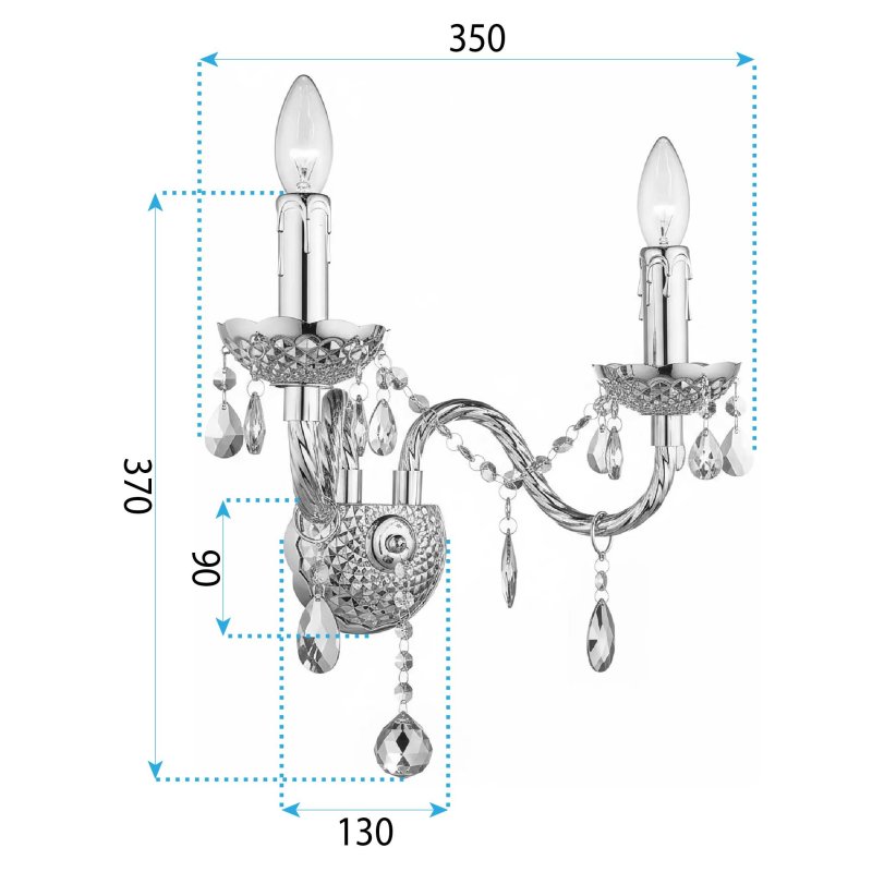 WALL LIGHT TOOLIGHT EBT017-2W CHROME