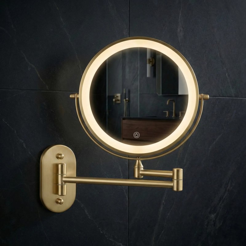 MIRROR REA GLOW BRUSH GOLD LED