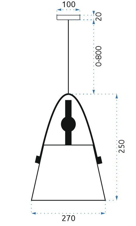 Lamp BUFFO Black 105x27x105cm