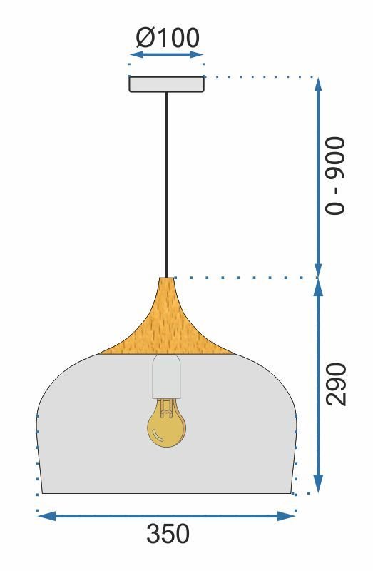 Pendant Lamp TOOLIGHT APP183-1CP BARI White Brown Metal E27