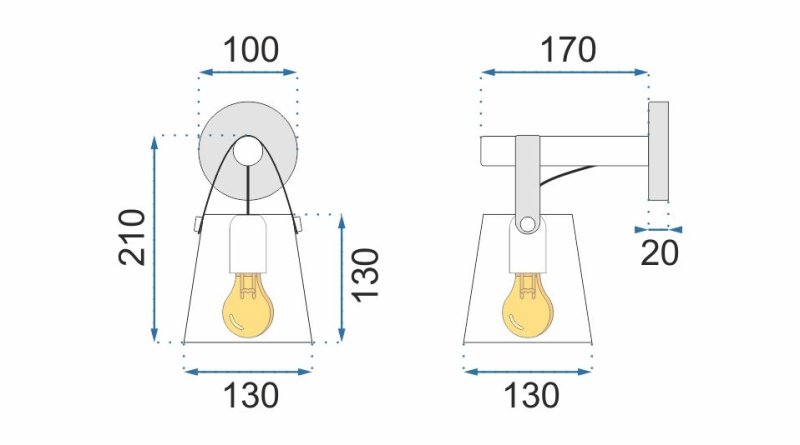 Wall Light Toolight APP467-1W E27 white / brown