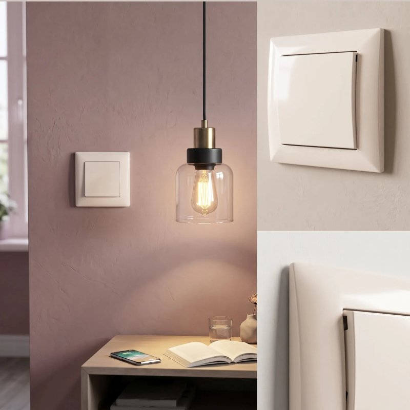 Toolight Single Switch With Frame Oste Jnh006-w Beige