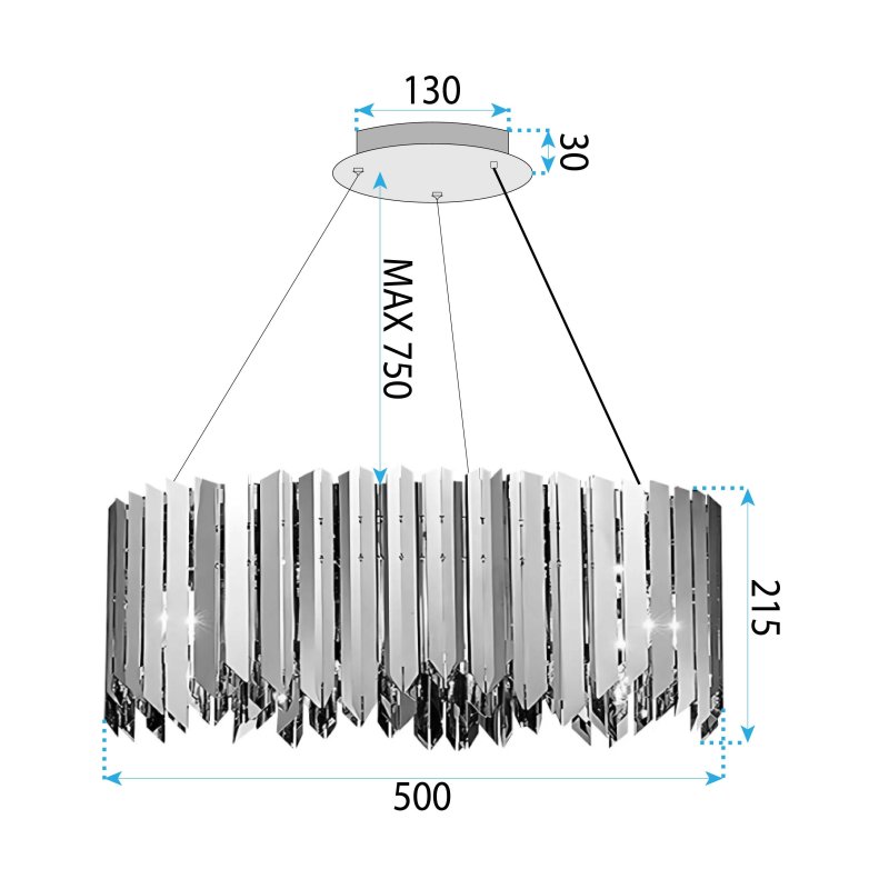 CEILING LAMP CHANDELIER TOOLIGHT APP1763-8CP 50CM CHROME GOLD