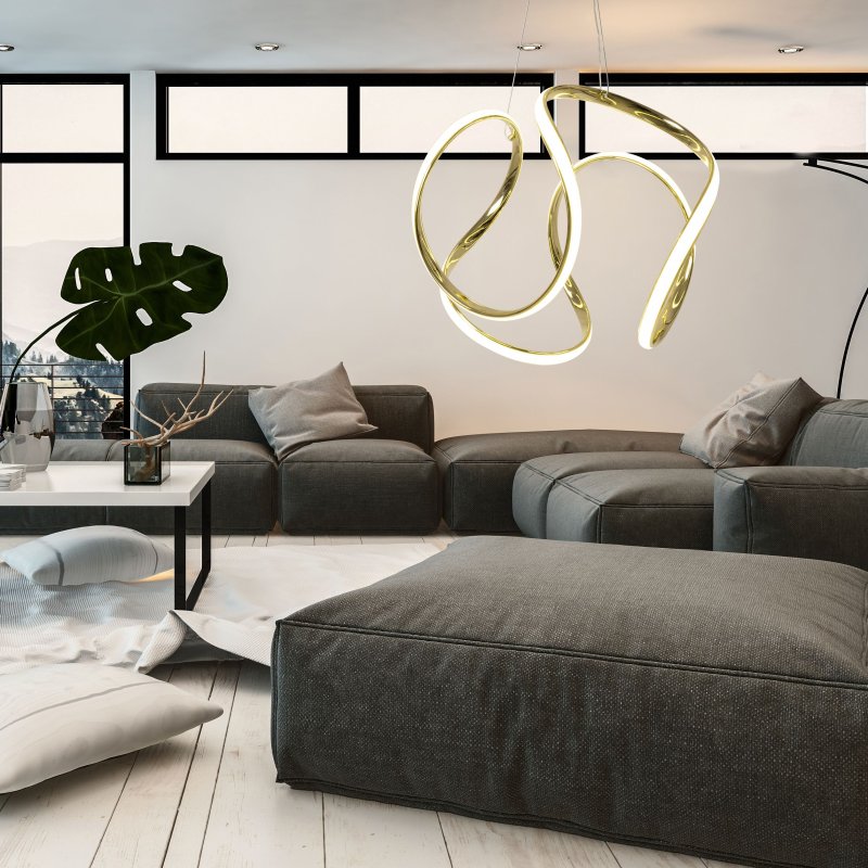 Pendant LED Lamp TOOLIGHT APP386 Modern Metal Gold + remote control