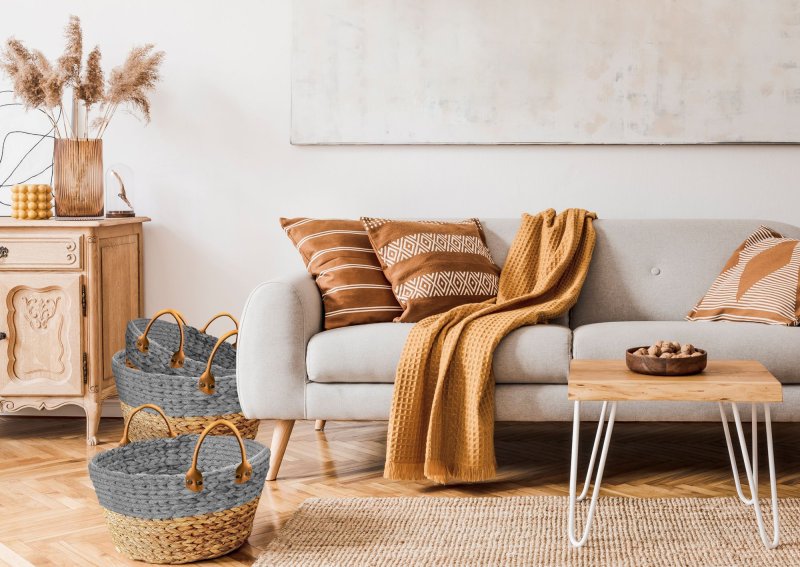 Natural boho-style basket YT21B-35