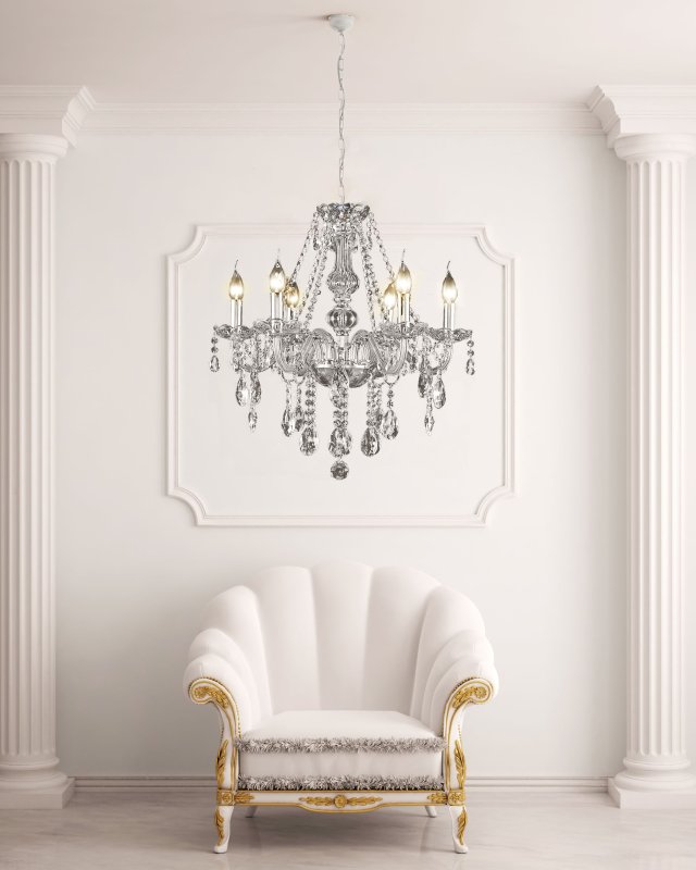 Chandelier Toolight 392183 Crystal Chrome 6-light points E14 67,5x67,5x62cm