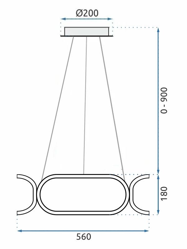 Pendant LED Lamp TOOLIGHT APP792-CP Chrome + remote control 3-light points 90 W 56x56x18-108cm