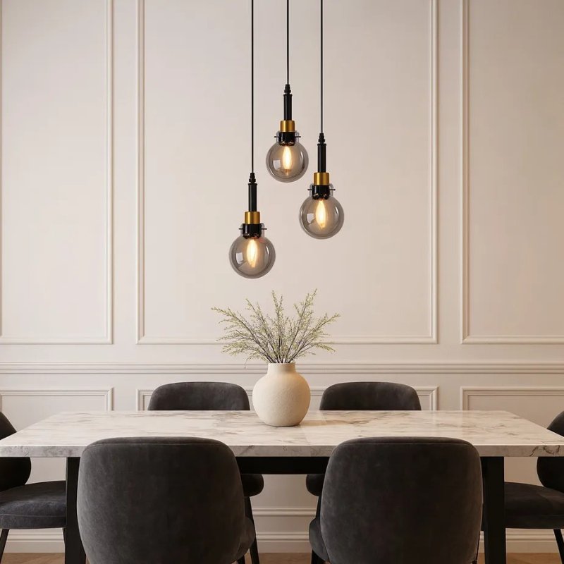 Pendant Lamp TOOLIGHT APP1125 Balls Metal - Glass Black - Gold E14 1-light point