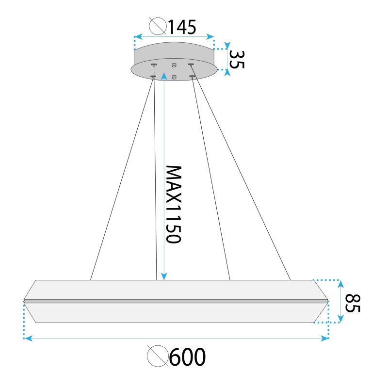 LED HANGING CEILING LAMP TOOLIGHT APP1768-CP GOLD 60CM