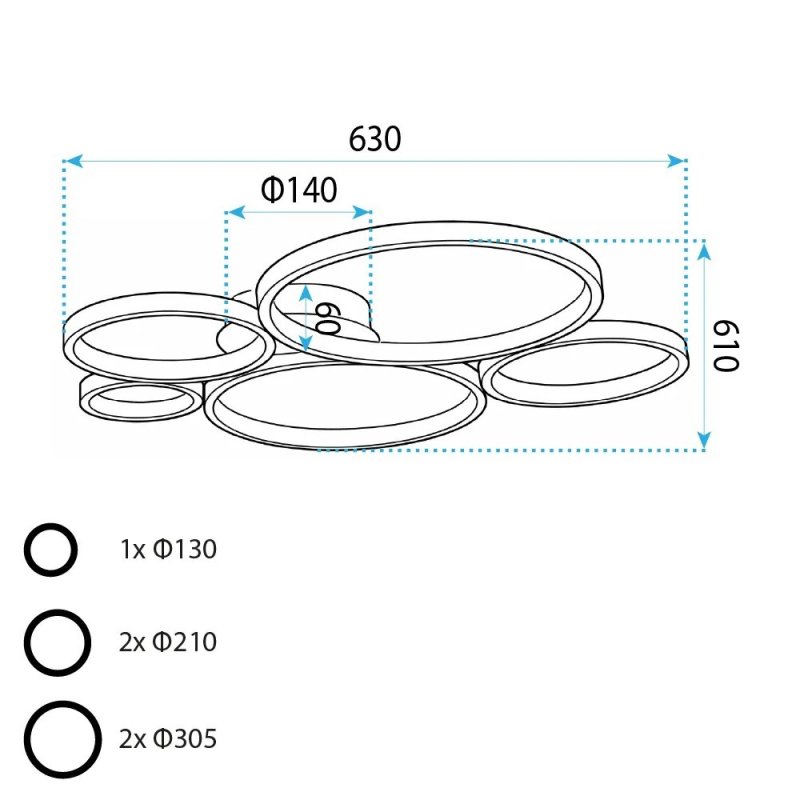 Ceiling Lamp Toolight App1911-C Black Led Black