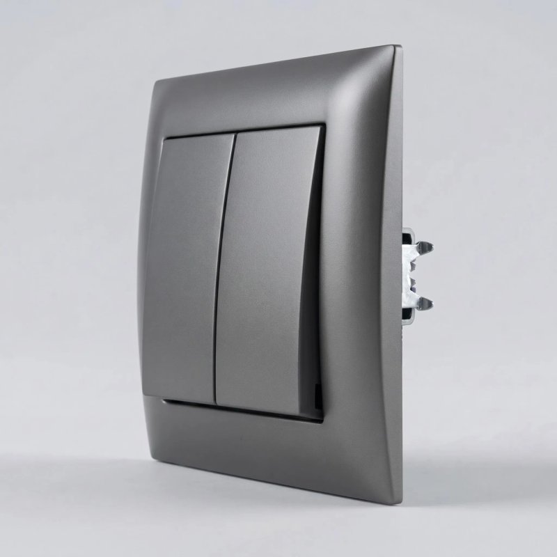 Toolight Double Switch With Frame Oste Jnh007-w Grey