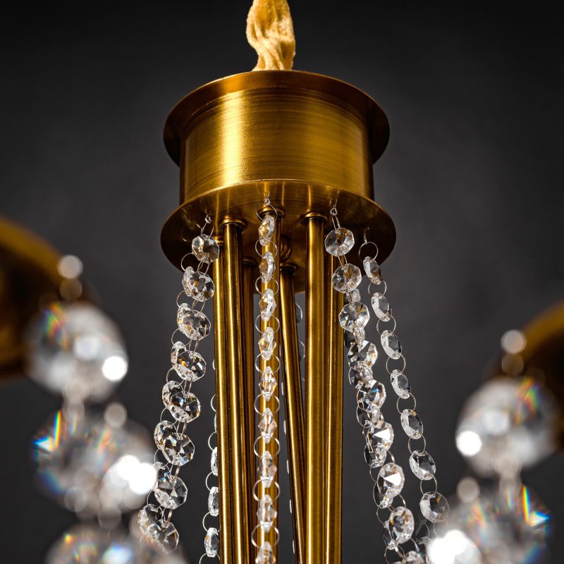 Chandelier Toolight APP766-8CP Crystal Gold Candles 8-light points E14 75x75x48,5-118,5cm