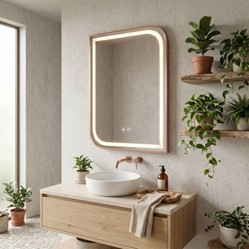 Mirror Rea Zone 70X50 Led Brush Rose Gold