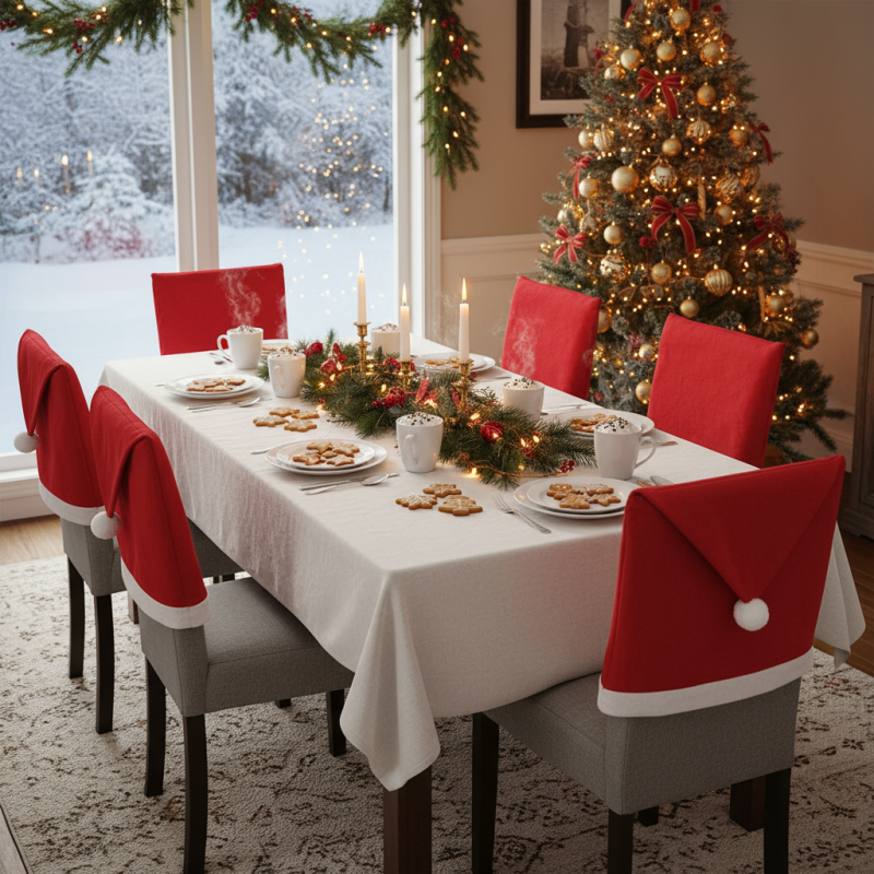 Christmas Chair Covers 2 pcs Santa's Hat