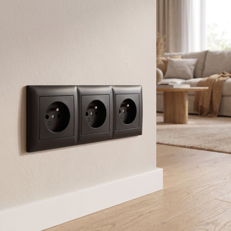 Toolight Triple Socket Frame Oste Jnh015-3f Black