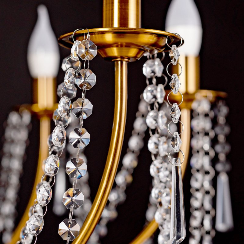 Chandelier Toolight APP766-8CP Crystal Gold Candles 8-light points E14 75x75x48,5-118,5cm