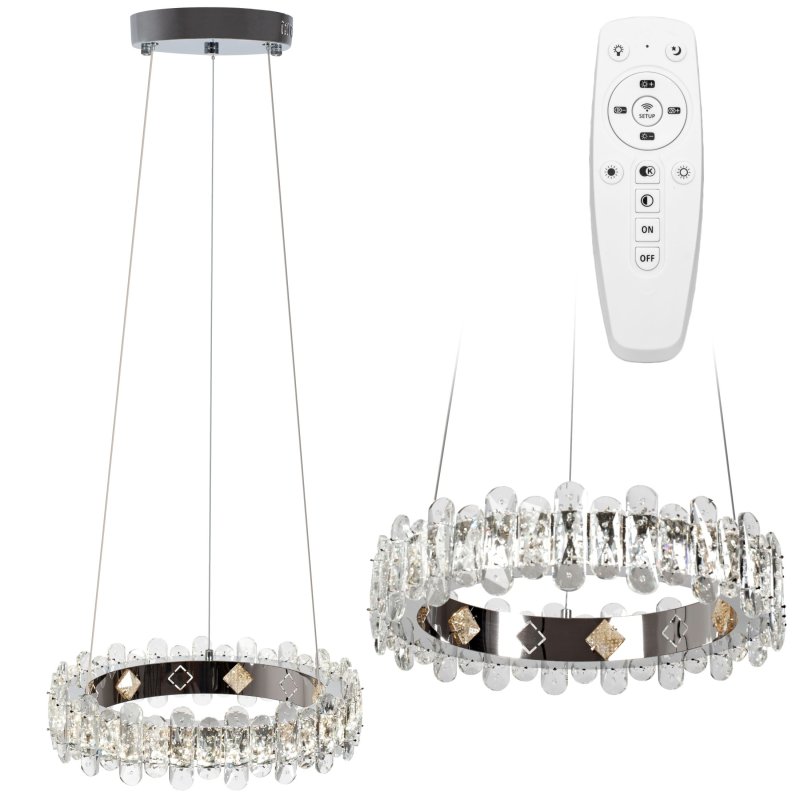 Pendant LED Lamp TOOLIGHT APP1041-CP Cristal + remote control Round 1-light point 44 W 39x39x10-102cm
