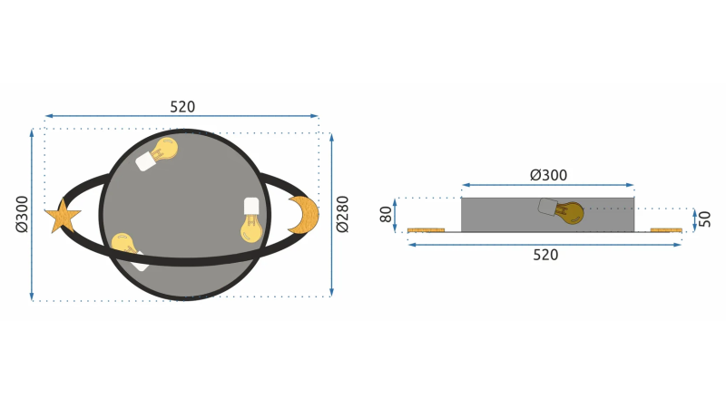 Ceiling Lamp Chandelier TOOLIGHT APP865-C Moon White Round 5-light points E27 30x8Cm