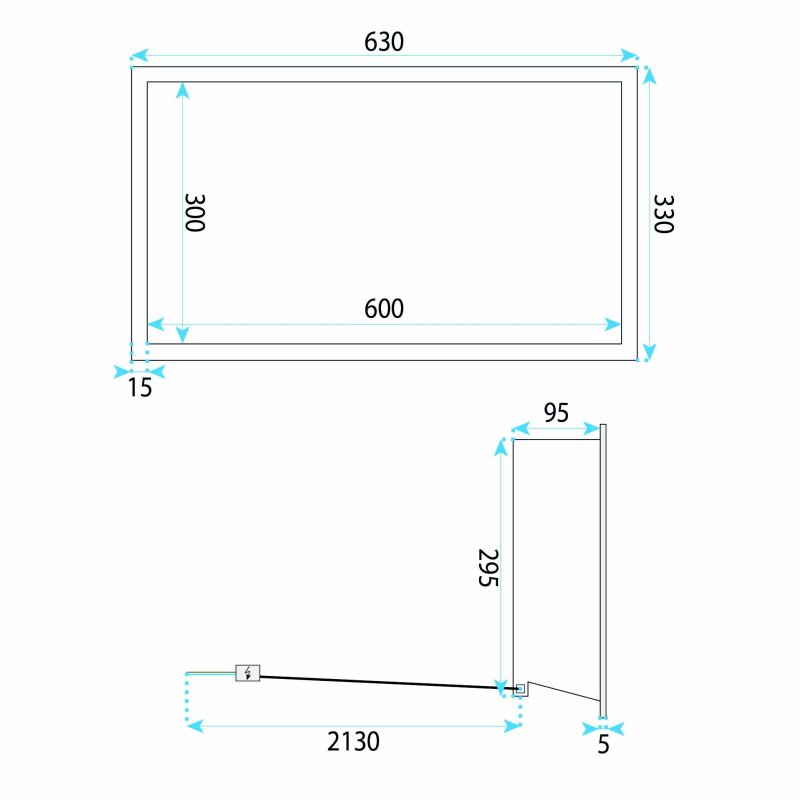 BATHROOM SHELF REA LED BLACK 30X60
