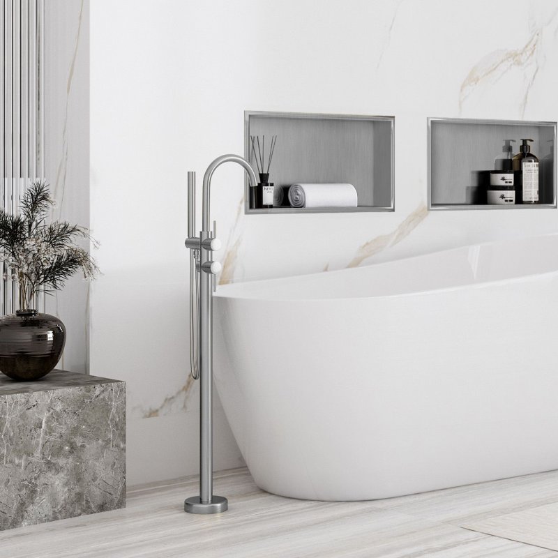 Built-in Stainless Steel Bathroom Shelf 30X45 Brushed Steel