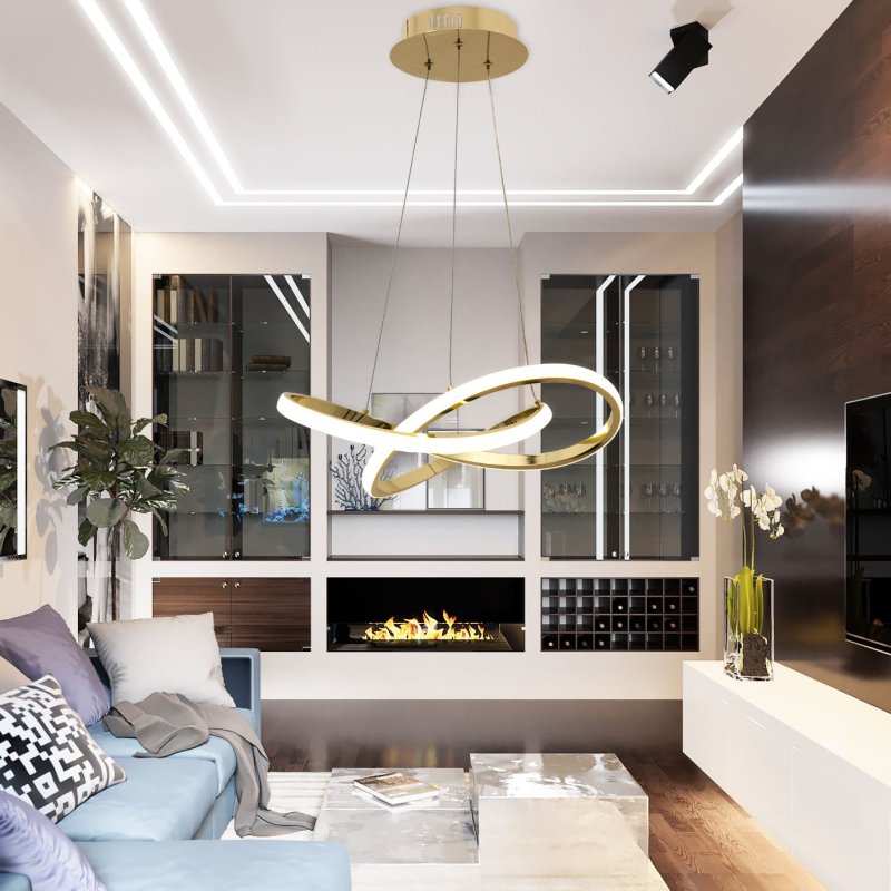 Pendant LED Lamp TOOLIGHT APP390-CP Modern Ring Gold + remote control 1-light point 40W 44,5x44,5x9cm