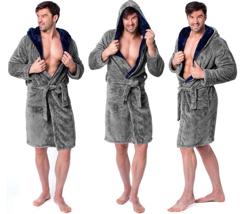 Bathrobe Jordan Grey-Navy MEN L
