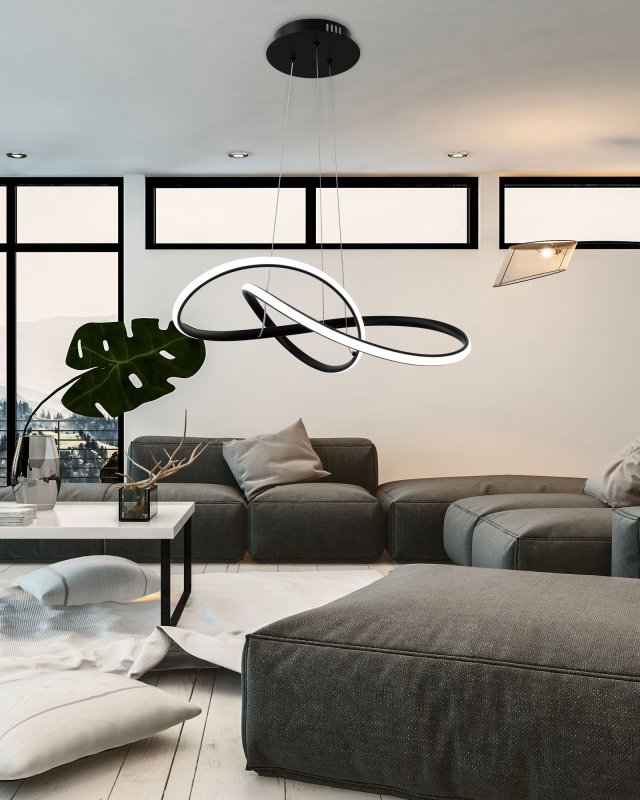 Pendant LED Lamp TOOLIGHT APP395-CP Modern Black + remote control 1-light point 40W 55x55x14,5cm