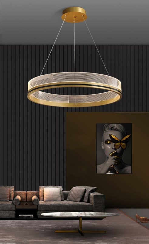 Pendant LED Lamp TOOLIGHT APP1190-CP 60cm Gold Metal Plastic