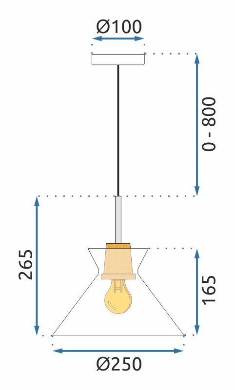 Pendant Lamp TOOLIGHT APP1183-1CP B Black Gold Metal Glass E27 1-light point