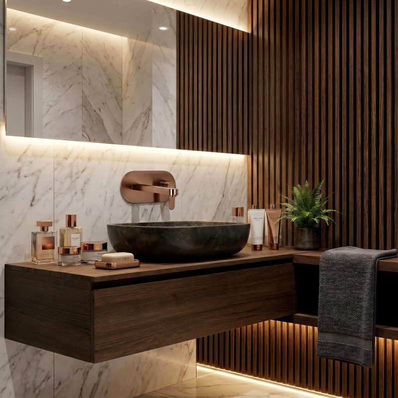 Concealed Washbasin Tap Rea Arcos Brush Copper