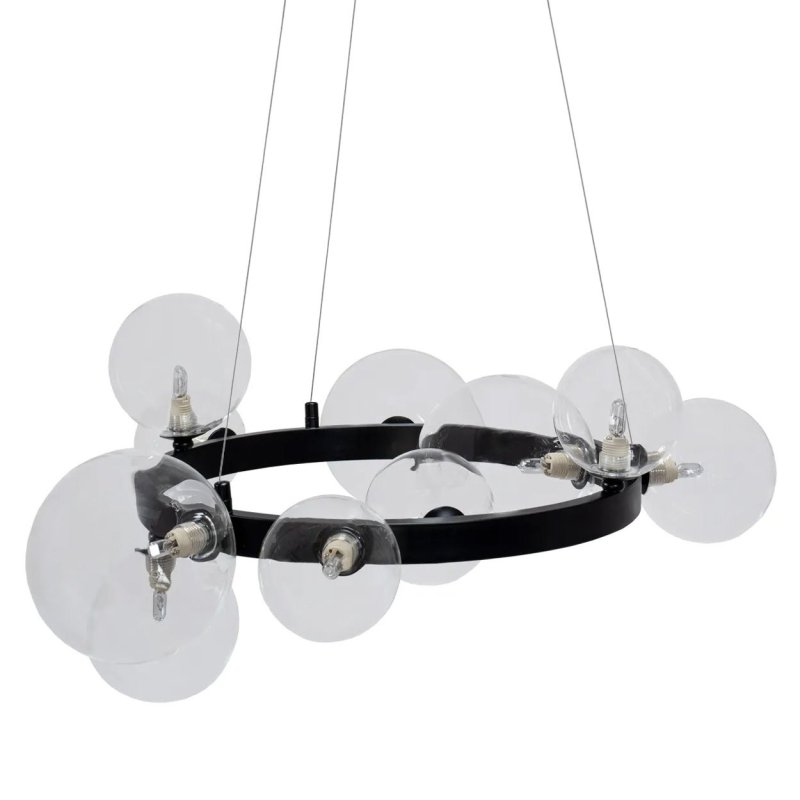 Pendant Lamp TOOLIGHT APP1159-10CP Black Metal Glass Balls G9 10-light points