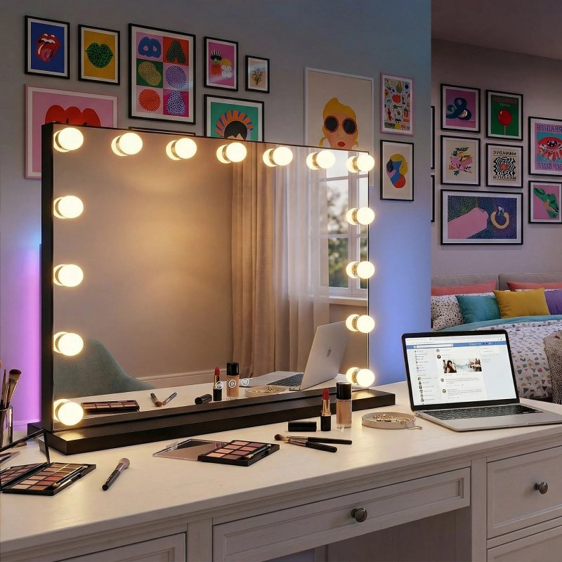 Mirror Rea Hollywood Led Black