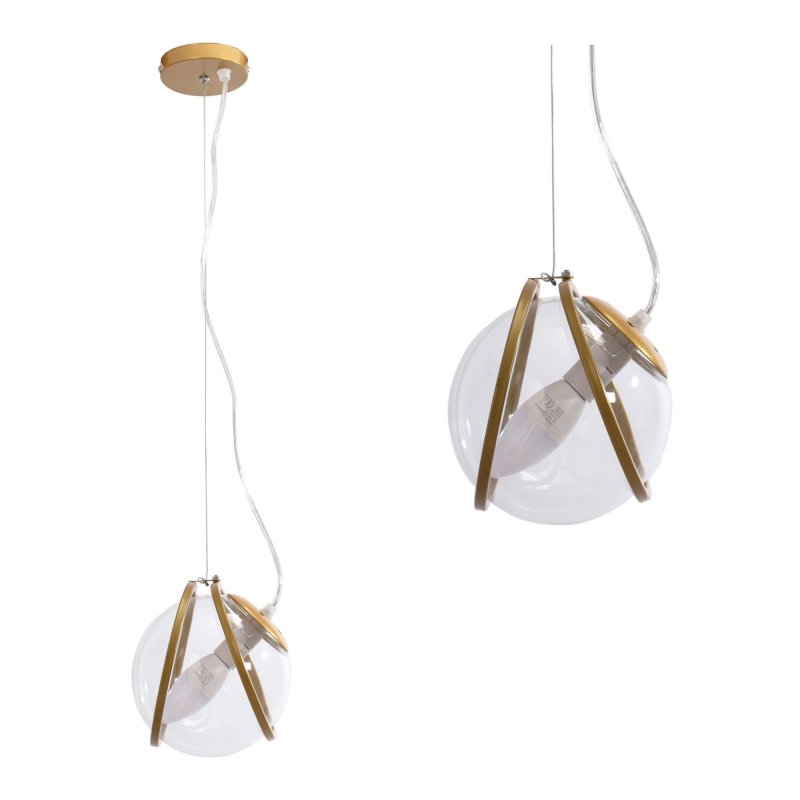 Pendant Lamp TOOLIGHT APP1089-1CP Gold Transparent Ball 1-light point E27 14x14x16-106cm