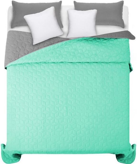 bedspread- quilted/double-sided Diamante Mint / L.Grey