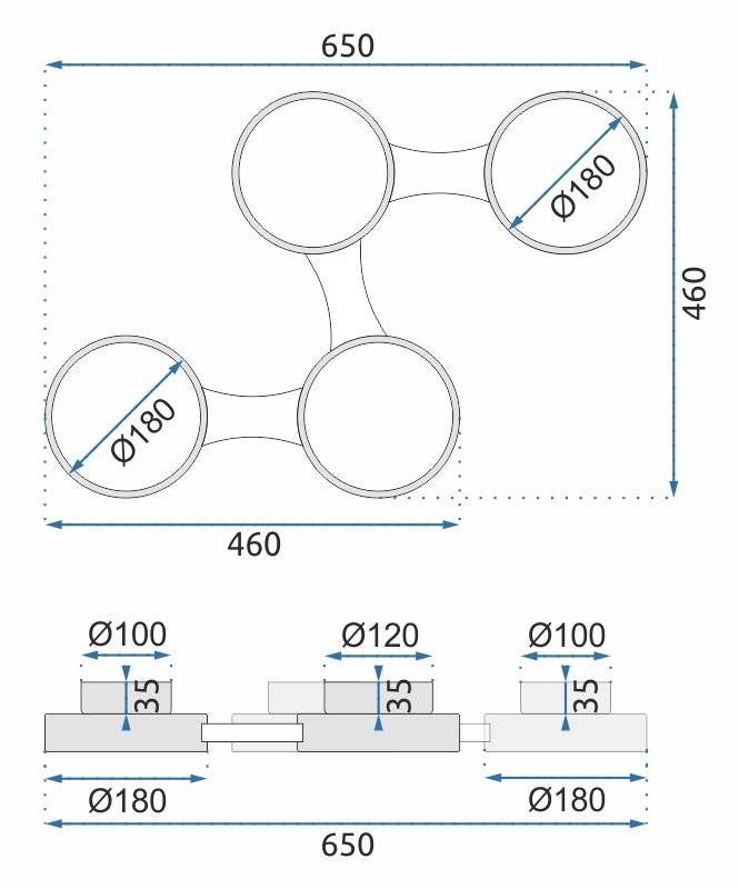 Ceiling LED Lamp Chandelier TOOLIGHT APP527-4C Black + Remote Control 4-light points 4 x 12W 46x65Cm