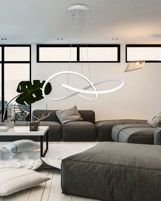 Pendant LED Lamp TOOLIGHT APP396-CP Modern Ring White + remote control 1-light point 40W 55x55x14,5cm