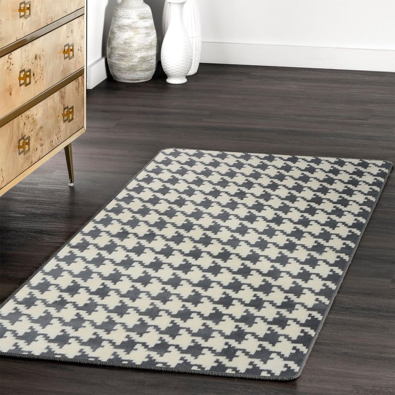 PLUSH CARPET CLOVER PEPITKA GREY 1.40*2.00