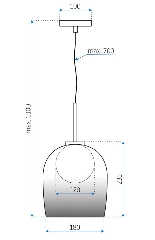 Pendant Lamp TOOLIGHT APP1026-1CP U Round 1-light point G9 18x18x23,5-110cm