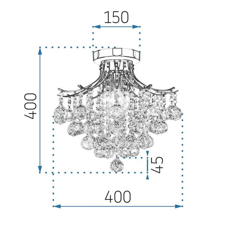 Chandelier Toolight APP784-3C Crystal 3-light points E14 40x40x40cm