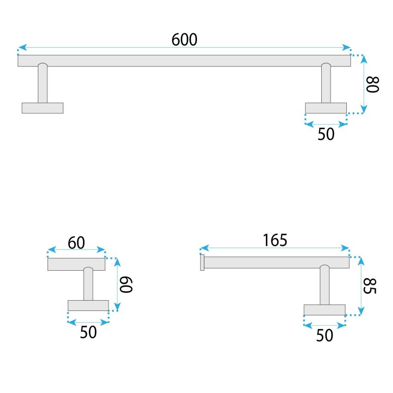 Set Of Bathroom Hangers Rea Ari Brush Nickel