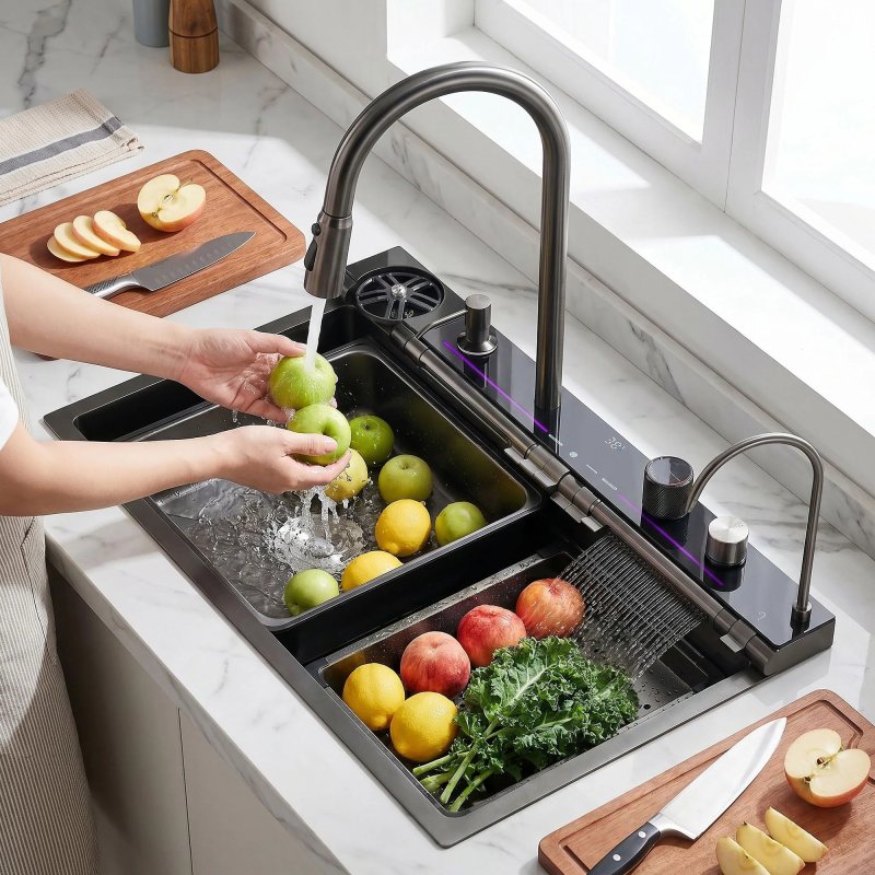 Multifunctional Steel Sink Rea Alonzo 10W1 Black