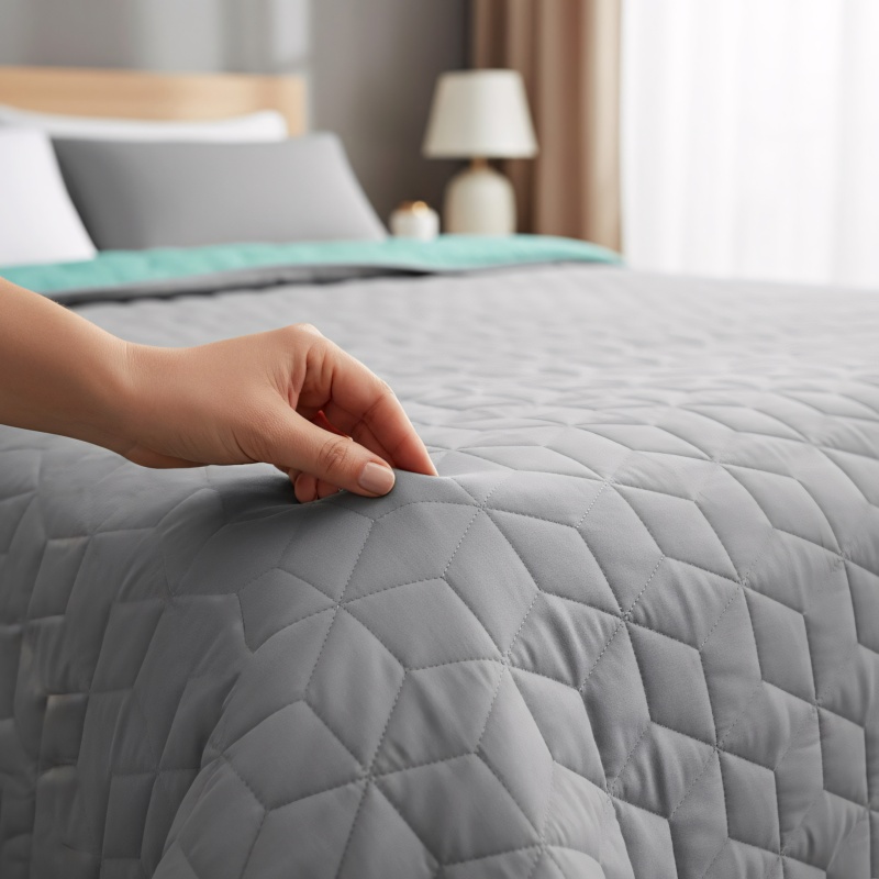 bedspread- quilted/double-sided Diamante Mint / L.Grey