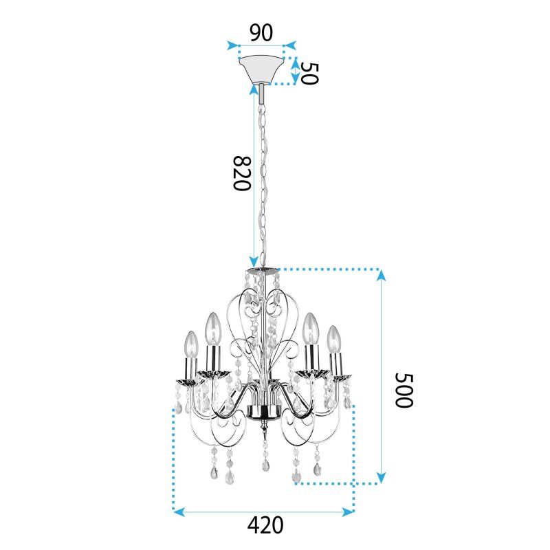 PENDANT CEILING LAMP TOOLIGHT EBT009-5CP GOLD