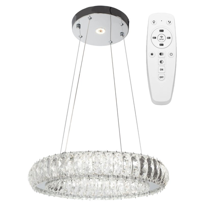 Pendant LED Lamp TOOLIGHT APP1040-CP Cristal + remote control Round 2-light points 40W 39x39x6,5-85cm