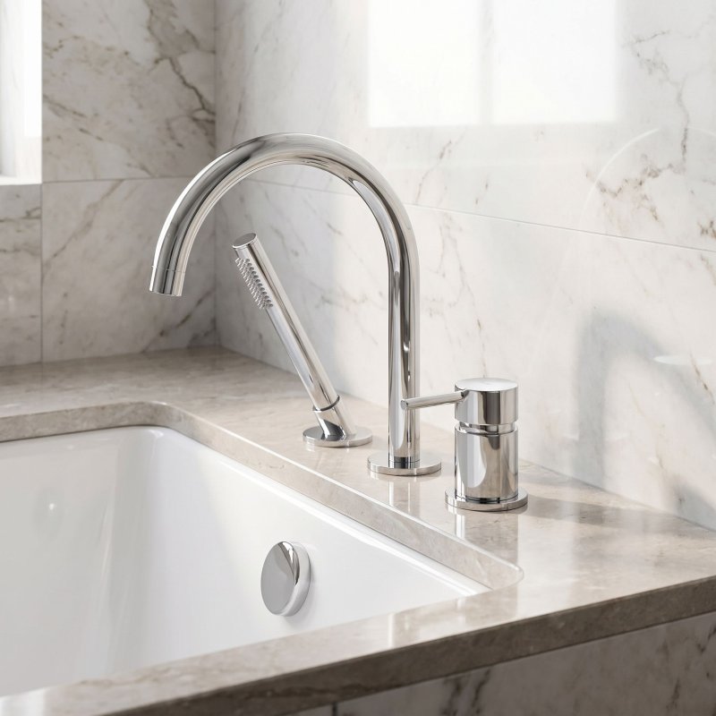 Rea 3-Hole Bathtub Faucet Lungo Chrome 23,5X6,5X27,5Cm