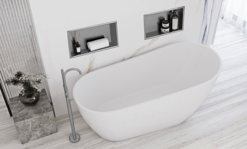 Built-in Stainless Steel Bathroom Shelf 30X45 Brushed Steel