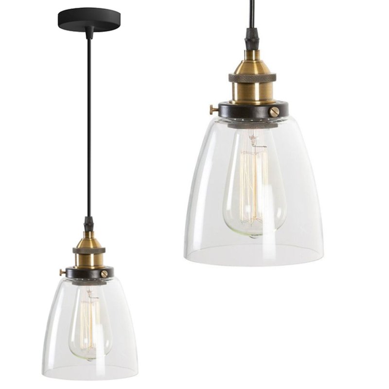 Pendant Lamp TOOLIGHT APP048-1CP GreenO D Black Transparent Metal Glass E27
