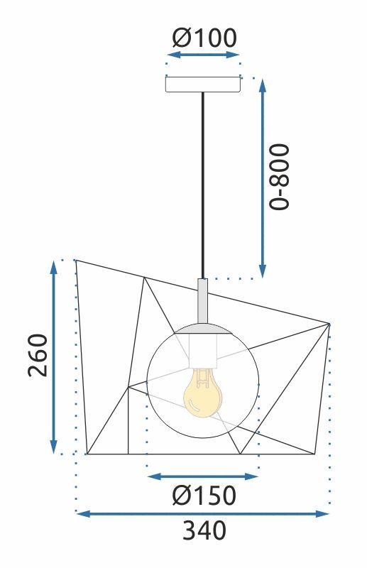 Pendant Lamp TOOLIGHT APP1022-1CP Black 1-light point E27 34x34x26-106cm